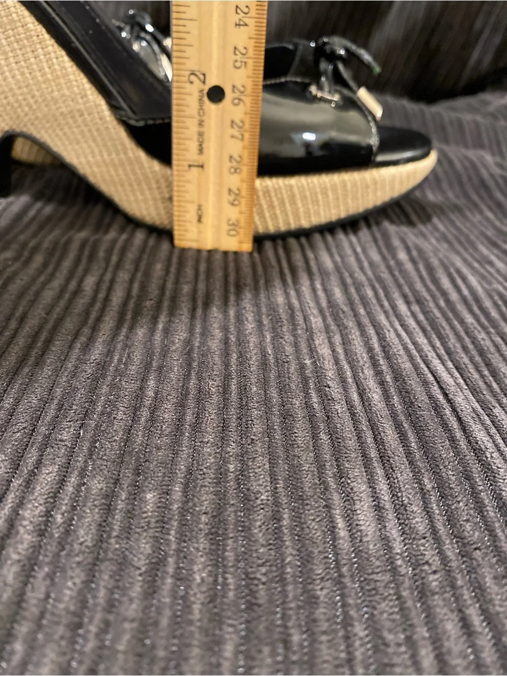 Tod's Black Patent Leather Wedge Sandals with Natural Woven Heel